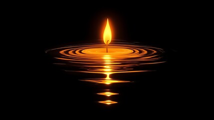 Fototapeta premium A Single Candle Flame Reflects in Rippling Water