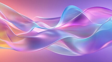 Naklejka premium Elegant Flowing Waves in Pastel Colors of Pink, Purple, and Blue Creating a Dreamlike and Serene Abstract Design