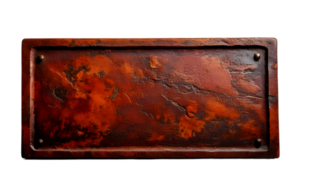 rusty metal plate isolated on transparent background	