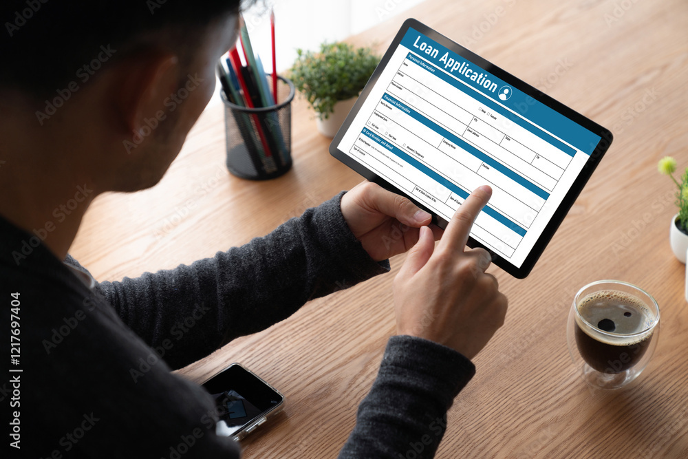 Poster online loan application form for modish digital information collection on the internet network