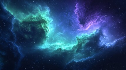 Stunning Aurora Borealis Displaying Cascading Green and Purple Lights Across a Starry Sky in a Magical Night Scene