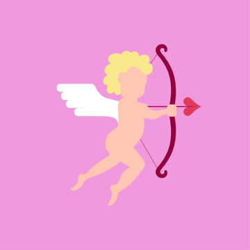 Minimalist Cupid Vector Illustration with Bow and Heart Arrow &ndash; Valentine&rsquo;s Day Design