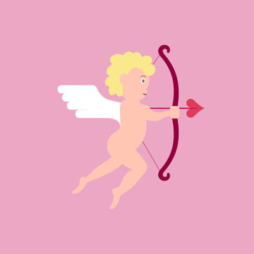Valentine Cupid Vector Illustration with Bow and Heart Arrow &ndash; Romantic Love Design