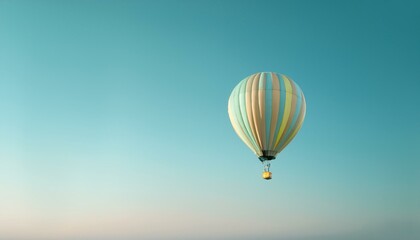 뜨거운 공기 풍선이 떠오르는 모습, 고도가 높아질수록 풍선의 색이 점점 밝아지는 표현