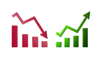 Rising and Falling Trend Indicators Graph Stock and Forex Market Trading Concept