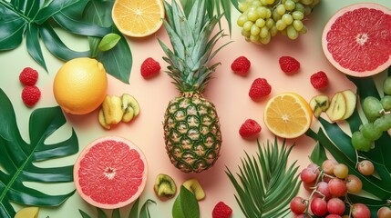 Fresh raw vegetables and fruits.