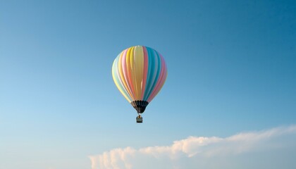 Naklejka premium 뜨거운 공기 풍선이 떠오르는 모습, 고도가 높아질수록 풍선의 색이 점점 밝아지는 표현
