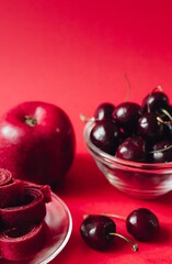 Homemade summer fruit pastille. Sweet vegetarian dessert. Pastille rolls. Raw food, vegan sweetness, dessert without sugar and flour. For text and articles on health