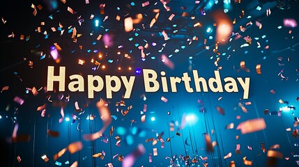 Festive Happy Birthday message with confetti.