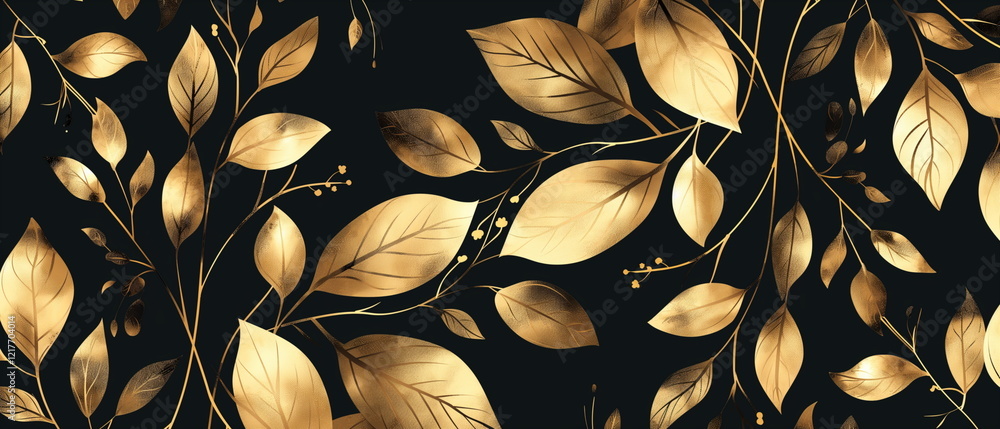 Poster a pattern of thin laurel branches intertwined with_001