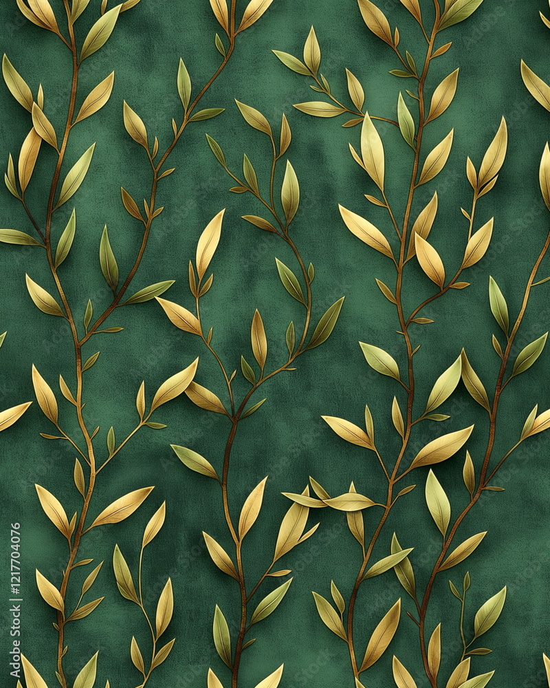 Poster a pattern of thin laurel branches intertwined with_002