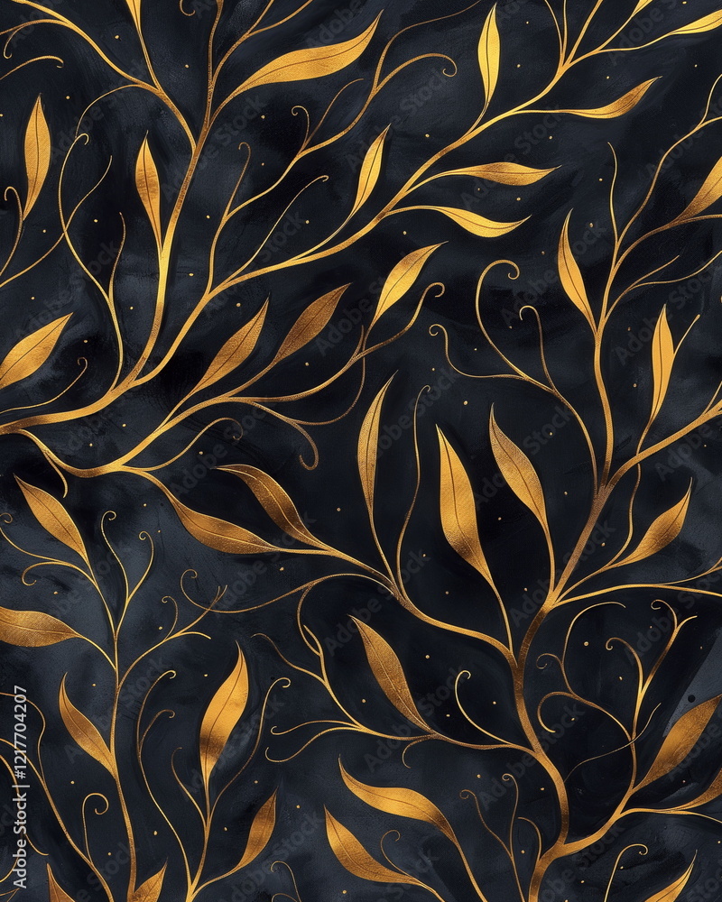 Aufkleber a pattern of thin laurel branches intertwined with_008