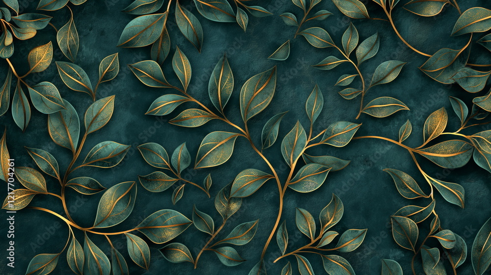 Poster a pattern of thin laurel branches intertwined with_009
