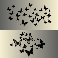 Flying black butterflies