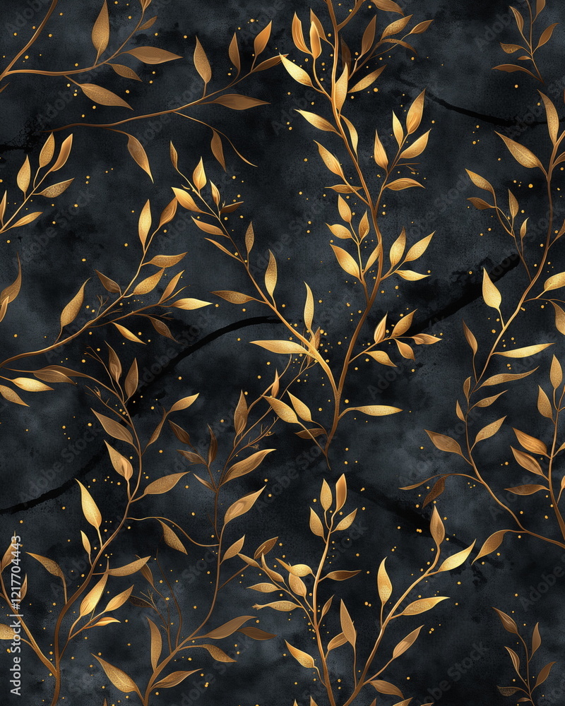Poster a pattern of thin laurel branches intertwined with_015