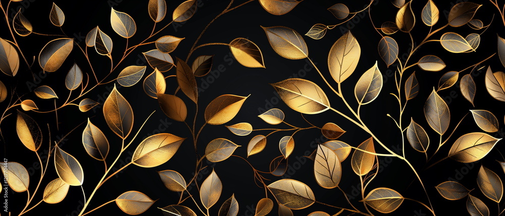 Poster A pattern of thin laurel branches intertwined with_014