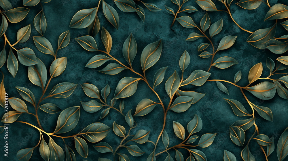 Poster a pattern of thin laurel branches intertwined with_024