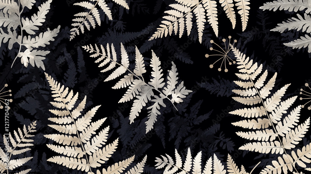 Poster a pattern with a fern covered with frost in a mini_003