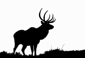 unique & creative A vector silhouette of a large bull elk bugling