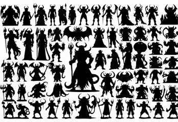 unique & creative  Demon devil and hell silhouettes set