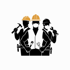 Unique construction working man vector.