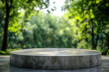 Fototapeta premium Podium made by natural stone on green nature background