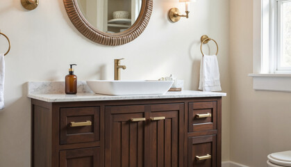 Apartment bathroom vanity ideas, elegant mood, stylish design, modern interior