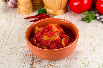 Hungarian Lecho with bell pepper and tomato
