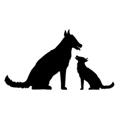 2 Dogs Family Mom Dad Child Small Father Mother Design Lover Art Vector Illustration Card T-Shirt Poster Sticker Graphic Print Decorative Drawing Isolated Logo Decoration Symbol Creative Cool Style
