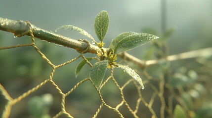 Mesh texture of bamboo stems and small leaves. Hyp_004