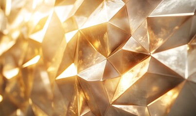 Golden Geometric Abstract Background with Light and Shadow creating a sense of depth