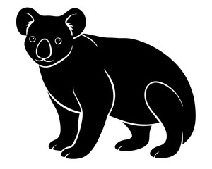 koala black silhouette vector, Simple silhouette Design vector icon with white background. Wild Animal Vector.	