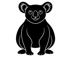 koala black silhouette vector, Simple silhouette Design vector icon with white background. Wild Animal Vector.	