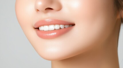 Obraz premium Radiant white smile closeup, captivating image of perfect teeth and joyful expression.