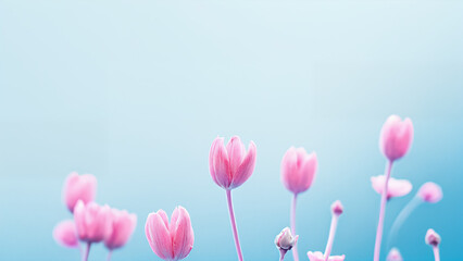 pink flowers on blue background