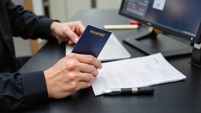 Passport Check at Airport Security Desk