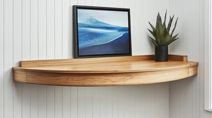 Corner shelf, wood, decor, ocean art, home, wall, interior,  display,  coastal, room