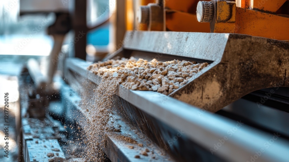 Wall mural a closeup of raw materials being loaded into a production machine symbolizing the beginning of the m
