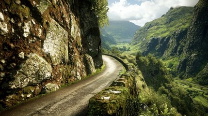 Winding road, mountain valley, scenic drive, landscape, travel