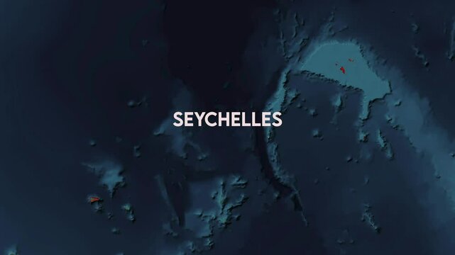 Zoom from Earth to Seychelles. World map animation with country borders, Images from NASA