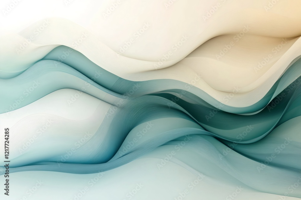 Poster abstract teal and beige waves creating a beautiful design