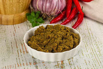 Yellow Thai spicy curry paste