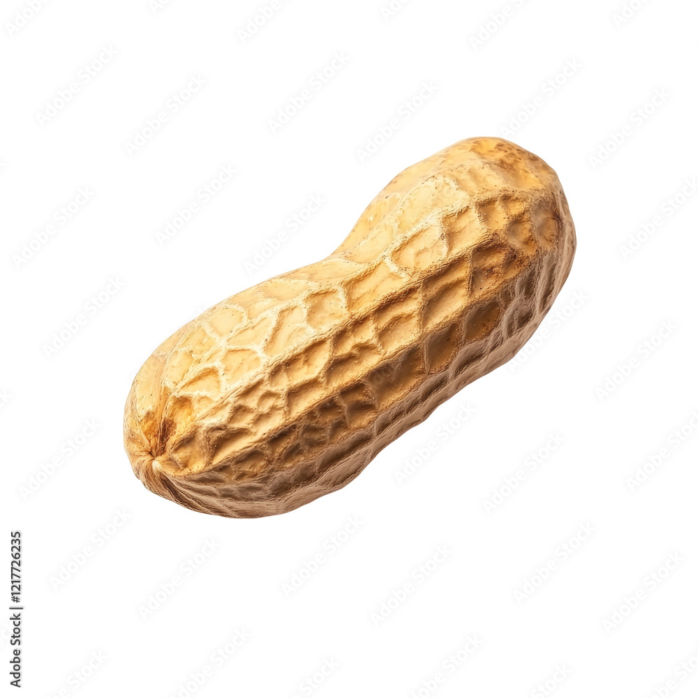 Poster single peanut on a transparent background highlighting its unique texture and natural shape, single 