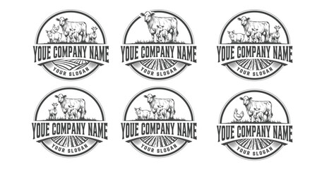 Vintage hand-drawn farm logo