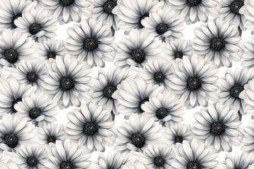 Fototapeta premium Seamless watercolor gerbera flowers gray and black background pattern wallpaper