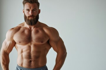 Fototapeta premium Portrait of a strong sportsman showing his big muscles
