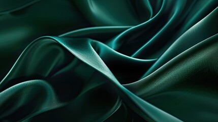 Obraz premium a dark green velvet ribbon in the shape of an abstract sculpture 