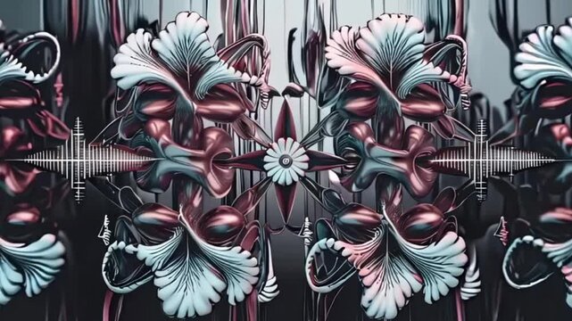 abstract geometric flowers in symmetrical patterns, digital background, designer background, live wallpaper for phone