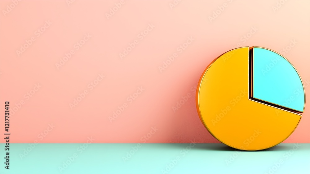 Poster colorful pie chart on a pastel background, emphasizing data representation and business analytics.