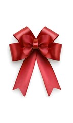 Fototapeta premium Red decorative bow with textured ribbon, perfect for gifts and celebrations.